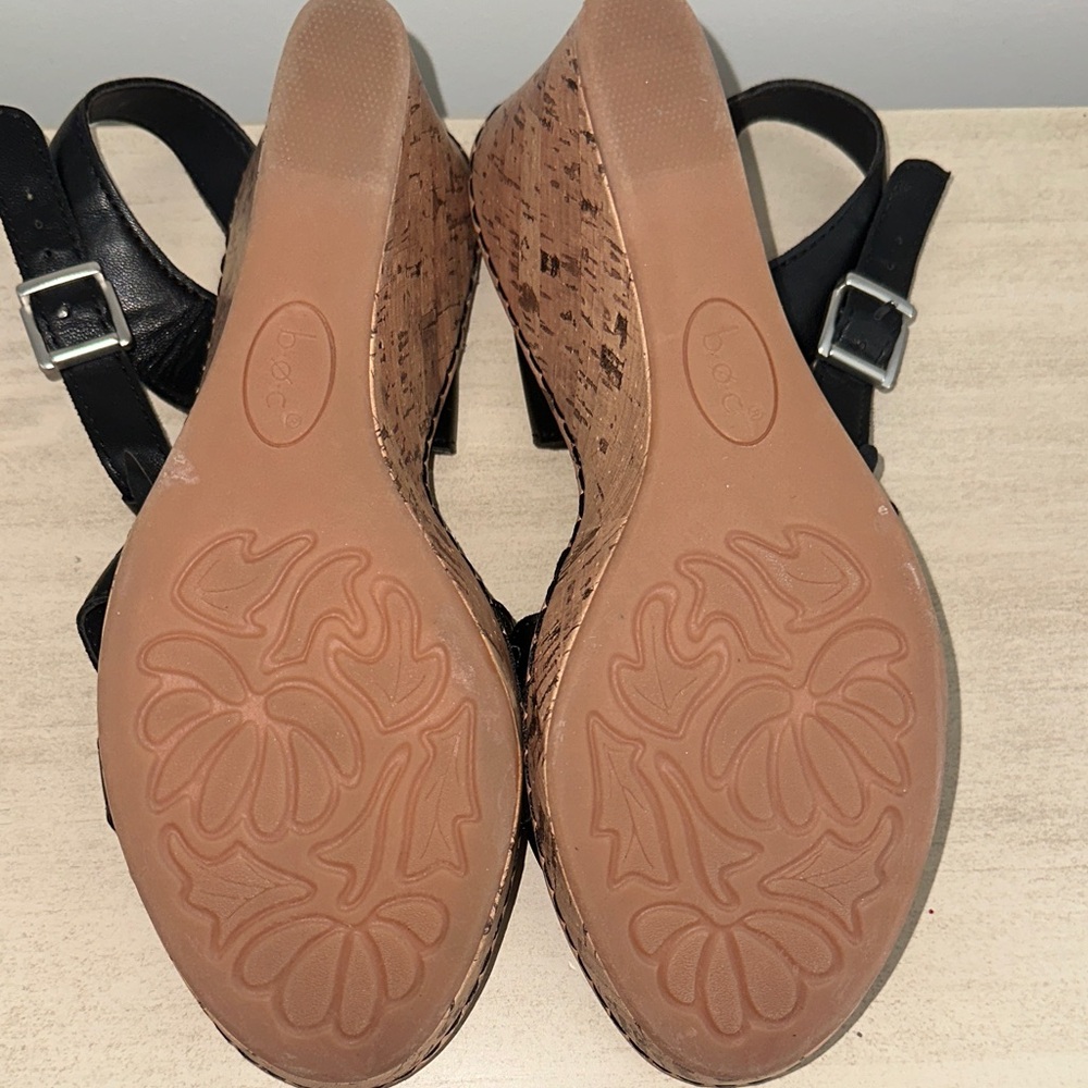 Born Concept Black Floral T-Strap Wedges - Picture 4 of 9